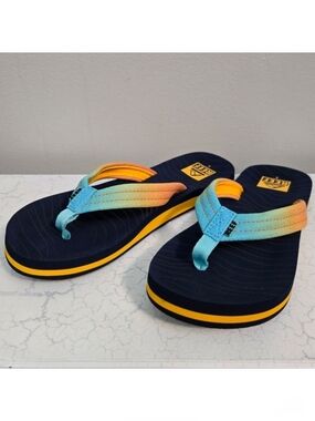 Reef Kids' Ahi Sun & Ocean Blue/Orange Flip Flops, Size 5 ~ NWT